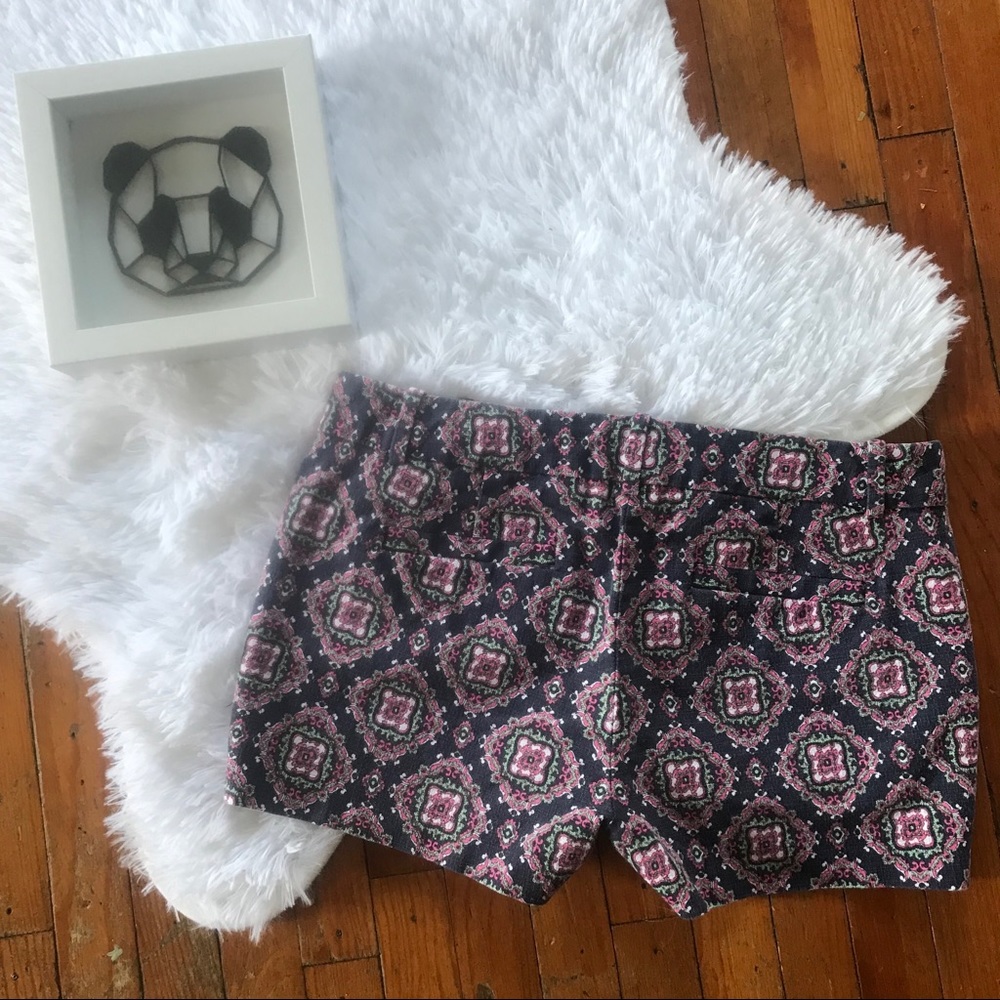 J Crew navy blue shorts w pink white green pattern
